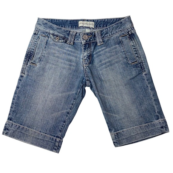 Aeropostale Pants - Aeropostale Denim Bermuda Shorts Women's Size 5/6‎ Blue Jean Cuffed Pockets